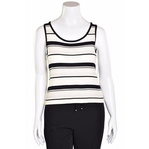 St. John | Women's Sleeveless Scoop Neck Santana Knit Striped Pullover Tank Sz S